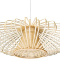 Handwoven Bamboori Discus Pendant Lamp In Natural Brown, 18 Inch Diameter, 9 In Height, bamboo wicker construction