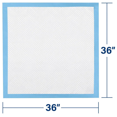 Real Good 36X36 Inch Adult Pee Pads That Slap With Massive Absorbency and Odor Control, large absorbent pad with blue border.
