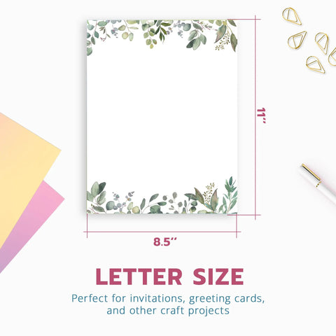 Greenery Letterhead Paper 8.5 By 11 Inches 50 Sheets Printer Friendly Writing Paper For Laser And Inkjet Elegant Stationery Letter Size