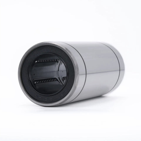 Sealed Lengthened Linear Ball Bearing Set 25x40x112mm LM25LUU, cylindrical view, showing smooth metal surface and dustproof seal.