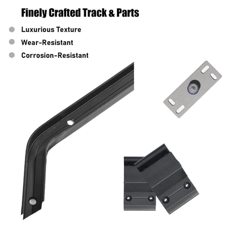 Adjustable Flush Sliding Barn Door Hardware Kit With Wall Mount No Floor Aluminum Track For Wooden Doors Hidden System