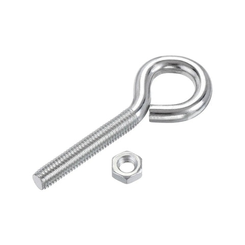 Heavy Duty M8x50mm Eye Hooks Screws Kit, 5pc Carbon Steel Hanger Hardware With Hex Nuts For Metal Hooks, Wood Terminals, Eyelet Rings, Ring Hooks And Bolts Set, eye bolt with nut