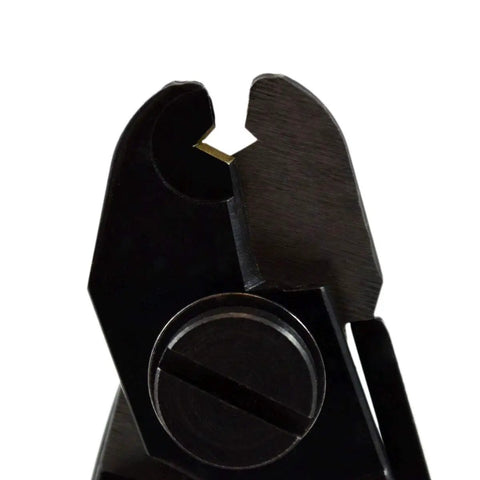 Close-up of Fiber Optic Stripper With V Shaped Opening For Safe Cable Preparation And Wire Stripping, Lightweight 2.72 Oz Tool.