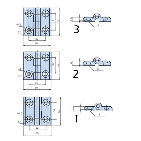 Heavy Duty Black Switch Control Box Hinge For Distribution Cabinet And Base Case, 4cm 5cm Or 6cm Sizes, technical diagram