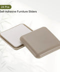 Heavy Duty Self Adhesive Furniture Sliders Table And Chair Leg Protectors, 2 inch gray square caps, 24 pcs set, non-scratch design.