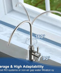 Top Tier Stainless Steel Reverse Osmosis Faucet With High Arc Swivel Spout And Single Handle For Kitchen Sink Bar Or Rv Drinking Water Filter Setup Sweet Smooth Flow featuring a 360° swivel design.