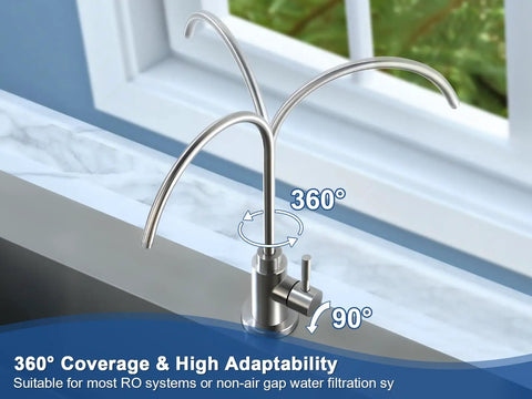 Top Tier Stainless Steel Reverse Osmosis Faucet With High Arc Swivel Spout And Single Handle For Kitchen Sink Bar Or Rv Drinking Water Filter Setup Sweet Smooth Flow featuring a 360° swivel design.