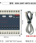 Compact Plug And Play 24V DC PLC With 10 Input 10 Transistor Output And 2 High Speed 100KHz Pulse Channels For Encoder Servo And Stepper, 1 Channel RS485, FX1S-20MT Style Mini Controller For Easy Home Shop Automation, front view with cables
