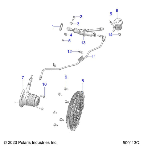 Clutch Master Cylinder Assembly for Slingshot UTV Models, Beefed-Up Replacement Part 1323438, Smooth Shifting, Reliable Braking Action, Ride-Ready Build for Hard-Riding Fun exploded parts diagram