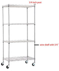 Set Of 4 Wire Shelf Caster Wheels For 0.75 Inch Post Shelving Posts shown installed on a metal rack with 3/4 inch posts
