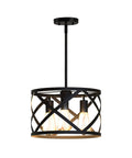 3 Light Pendant Fixture With 3 X 600 Lumen LED Bulbs Included, Vintage Farmhouse Industrial Metal X Cage Design, Black Ceiling Light