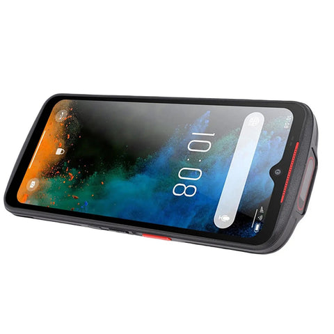 Angled view of Workhorse Portable Barcode Scanner With WiFi 6 And 5G, 6.5 Inch Touch Screen, 8 Core CPU, IP68 Dust And Water Resistant, 1D 2D QR Reader