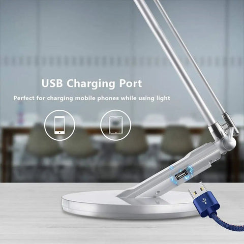 Close-up of USB charging port on Foldable LED Desk Lamp With 36 LEDs 14W Power 7 Dimming Levels And 4 Lighting Modes Touch Control