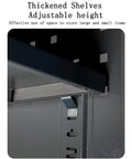 Close-up of adjustable thickened shelves on Heavy Duty Rolling Tool Cart With Roomy Sliding Drawers And Multipurpose Workbench Top.