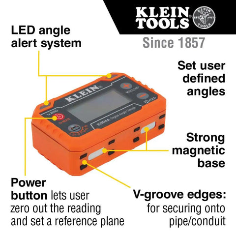 Digital Level And Angle Gauge With LED Alert And Angle Setter, Measures 0 To 90 And 0 To 180 Degrees, easy-read screen, strong magnet.