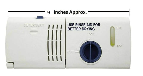 Dishwasher Soap Dispenser Replacement Part WPW10199696 W10199696 for home kitchens, 9-inch compartment, durable plastic