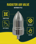 Quiet Steam Air Vent With Float Type Regulator Valve For Heating Systems Straight Mount 1/4 In Npt Chrome Plated Steel