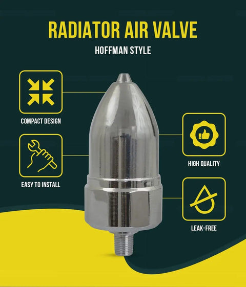 Quiet Steam Air Vent With Float Type Regulator Valve For Heating Systems Straight Mount 1/4 In Npt Chrome Plated Steel