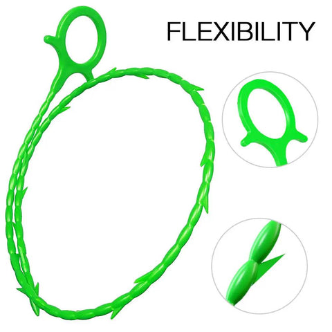 Five In One Drain Snake Kit With Five Pack Flexible Drain Augers, green flexible auger with multi-tooth design