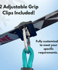 Ninjaline 36 Foot Intro Kit With Seven Hanging Attachments, showing adjustable grip clip and turquoise rope for setup.