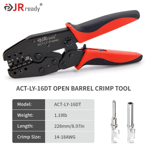ACT LY 16DT crimp tool from Deutsch DT Connector Kit For 2 To 12 Pin Plugs And Sockets Size 16 Contacts For 14 To 18 AWG Wire
