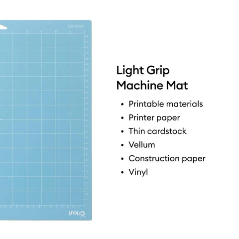 LightGrip Cutting Mat Pack 6 Pack 12x12 Inches for lightweight paper with adhesive and grid lines next to material list
