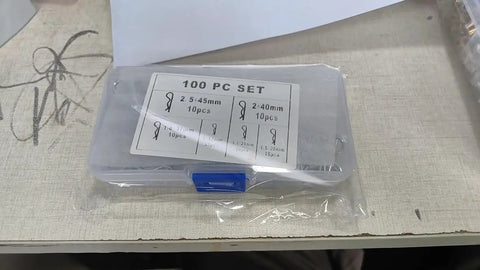 Package of R Clips Cotter Pins Kit 100Pcs Assorted 6 Sizes Carbon Steel Hitch Pin Clips For Threaded Connections In Cars Trucks
