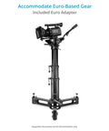 Rocker Camera Plate System With Flat Base Mount For Heavy Video Setups Low Angle Ready with Euro Elemac Adapter on tripod