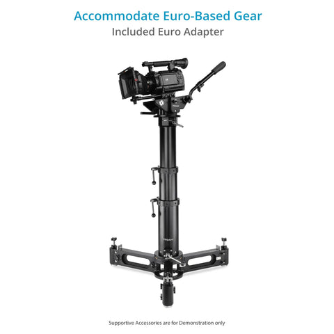 Rocker Camera Plate System With Flat Base Mount For Heavy Video Setups Low Angle Ready with Euro Elemac Adapter on tripod
