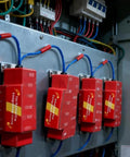 Heavy Duty Automatic Aerosol Fire Extinguisher For Electrical Panels With Din Rail Mount and Five Second Rapid Suppression installed in a control panel.