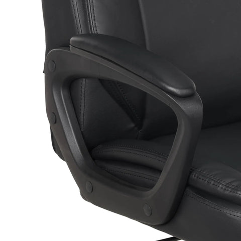 Close-up of armrest and upholstery on Puresoft Padded Mid Back Office Chair With Armrests Adjustable Height And Tilt Easy Assembly