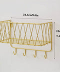Heavy Duty Metal Wall Mounted Coat Rack Features Sleek Hooks To Keep Your Entryway Or Bedroom Clean And Clutter Free 24.5cm x 19cm gold wire design