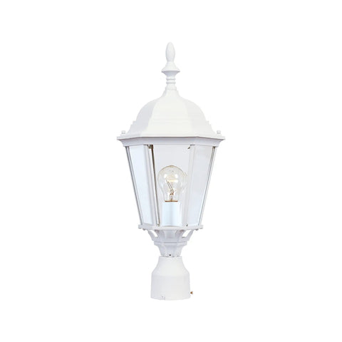 Westlake 1 Light Outdoor Post Lantern With White Finish And Clear Glass Shade, Mediterranean Style Driveway Garden Post Light For Killer Curb Appeal, Weather Resistant Cast Aluminum Model 1005WT