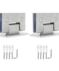 Shower Door Hinge Two Pack 90 Degree Heavy Duty Stainless Steel Hinges for glass doors with screws and installation tools