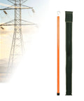 Telescoping Surveying Rod 16.4 to 59.1 Feet, 4-13 sections, with aluminum build for construction and adventure use, against sky backdrop.