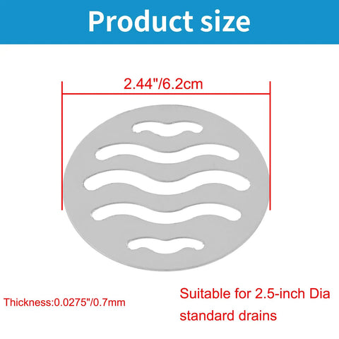 Real Beefy Stainless Steel Drain Cover Grates for 2.5 Inch Round Drains Rustproof Sink Strainer Screen 10 Pack Ironclad Heavy Duty Drain Guard Kit Bundle size and thickness chart