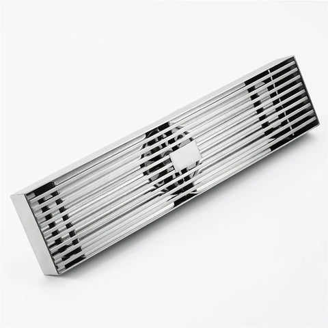 Built Different Rectangular Drain Cover With Removable Tile Grate And Hair Catcher Brushed Black Stainless Steel Finish for modern bathrooms.