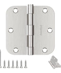 Pro Grade Interior Door Hinges 36 Pack Satin Nickel 3.5 Inch Set 5/8 Radius with screws for easy installation