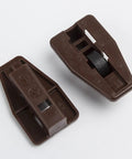 Two brown track guides from a 10 Piece Drawer Slides Set With Roller Guides In Durable PP Material on white background.