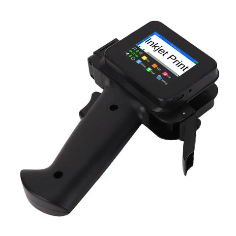 Handheld Inkjet Printer On The Go For Bulk Labeling And Date Coding Portable Date Coder With 600 DPI Quick Dry Ink TIJ Two Point Five Printhead Prints Text Barcodes And QR Codes On Wood Glass Metal Plastic Great For Warehouse Shop Floors, black handheld unit