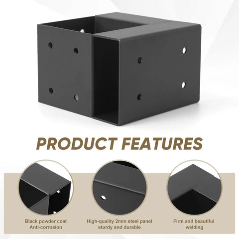 Heavy Duty Workbench Bracket Kit 4 Pack With 3-Way Right Angle Corner Brackets For 4x4 And 2x4 Wood, metal bracket close-up
