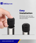 Hand installing 1 Inch Round Rubber Hole Plugs End Caps For Metal Tubing Fences And Furniture Legs Durable Black Floor Protection