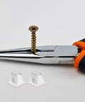 Six Set Dryer Door Latch Strike Kit For Washing Machines And Dryers Replacement Parts White Plastic And Stainless Steel Durable Easy Installation Precise Fit For Home Appliances, white latch strikes with screw and pliers