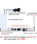 Wiring diagram for 8-Channel Capacitive Touch LED Dimmer Panel For Cabinets And Under-Cabinet Lighting 5-24V DC Stepless Module