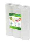 Vacuum Sealer Bags For Food 11x20 Inches Pack Of 3 Rolls, BPA Free, shown in packaging.