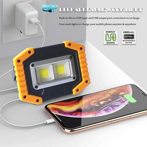 Beast Bright Dual Pack 30W LED Work Lights With Magnetic Base 1500 Lumen Portable Rechargeable Flood Lights W840 charging phone