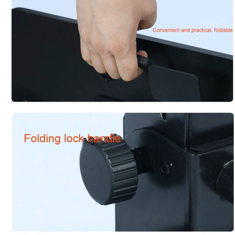 Height Adjustable Rolling Laptop Stand With Locking Casters Sleek Tilt Bed Desk For Sofa Hassle Free Mobility Solid Wood Desktop showing folding lock handle and adjustable height feature.