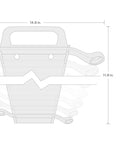 Technical drawing of the 11 Piece 45 Degree Offset Box End Wrench Set with Holder, dimensions 6 to 32 mm, showing side and front view.