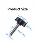Top Shelf 1/4-20 X 1 1/4 Inch Thumb Screws With Black Knurled Aluminum Knobs For Camera Rig And Workshop Mounting tool dimensions and material.