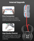 Lever Push In Wire Connectors 10 Pack Quick Connect Splice Connectors Inline Terminals 2 In 2 Out For Electrical Wire Splicing 28 12 AWG Durable Copper Conductors With Pro Grade PC Housing demonstrating firm connection and weight support.